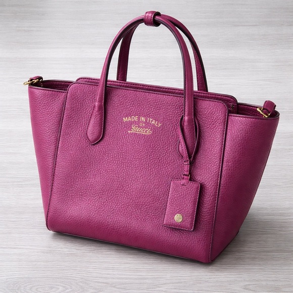 Gucci Handbags - Gucci Dollar Calfskin Purple Leather Satchel